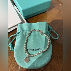Tiffany & Co. Heart Tag Bead Bracelet - Silver with Diamond, 4 mm